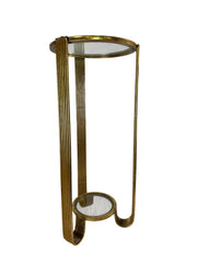 Elegant Gold Metal Accent Side Table With Glass Inserts Slim Home Decor Vintage16
