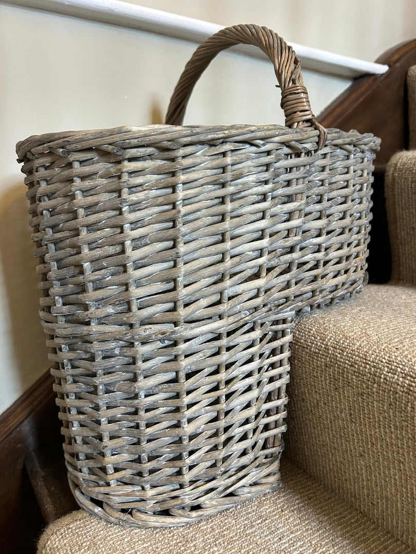 Driftwood-wash Wicker Willow Stair Basket with No Liner Home Stairs Storage Tidy15