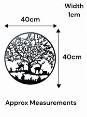 Black Woodland Tree Of Life Metal Garden Outdoor Wall Art Plaque 40cm Diameter1