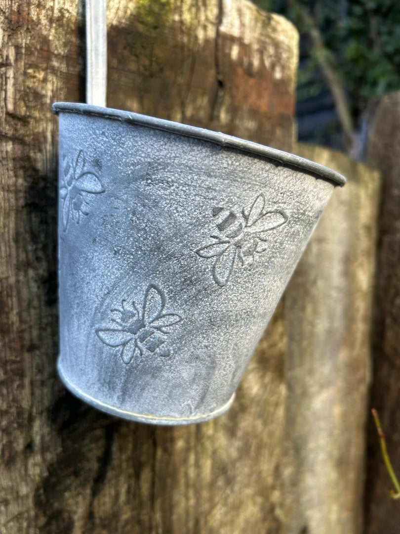 Set Of 3 Zinc Bumblebee Hanging Fence Plant Pots Bee Flower Pot Garden Balcony8