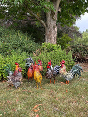 Rustic Metal Rooster Garden Ornament Bright Outdoor Yard Farmhouse Decor12