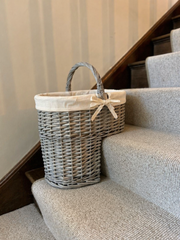 Natural Collection Wicker Stair Basket with Plain Liner Home Stairs Storage Tidy4
