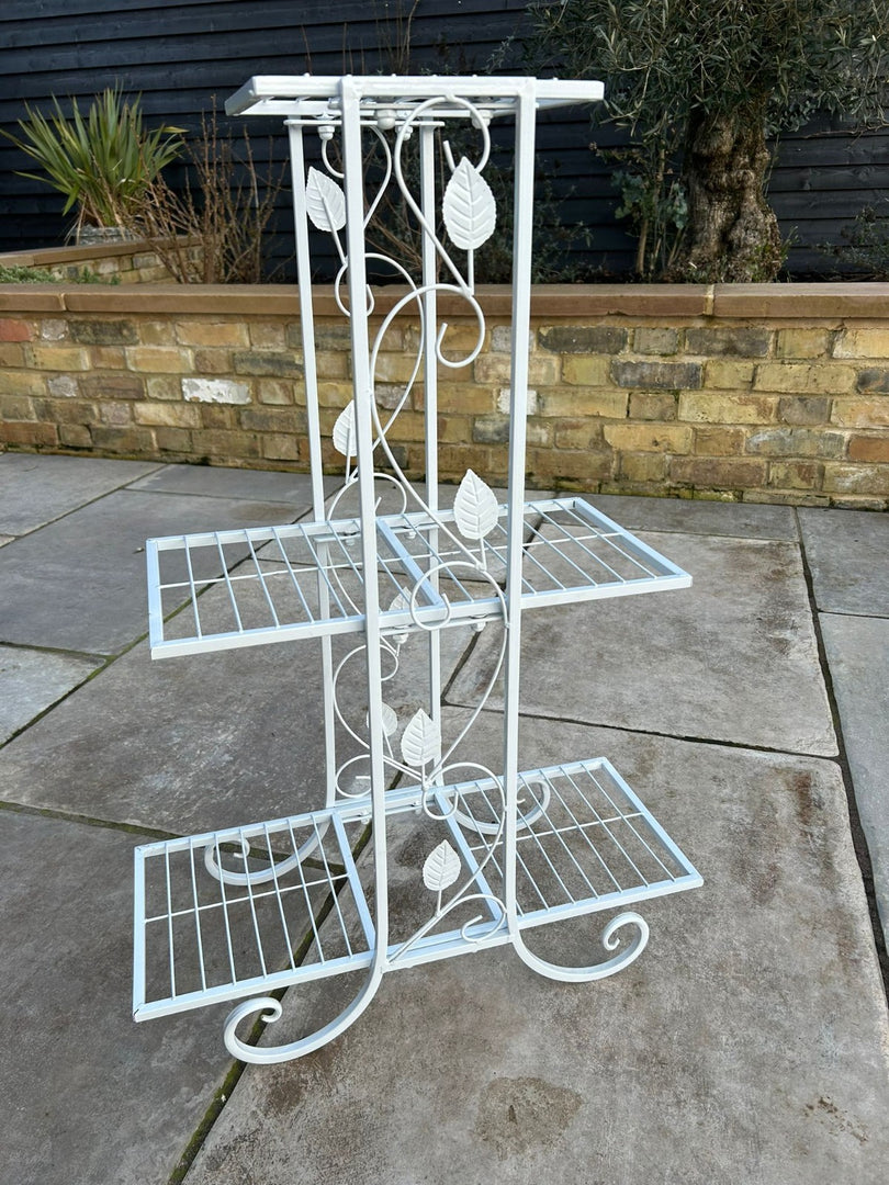 3 Tier White Metal Shelf Decorative Shelves Freestanding Unit Plant Display0