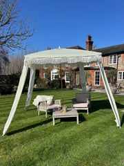Green Stripe Gazebo Marquee Canopy Fringe Outdoor Garden Beach Cabana Style UK0