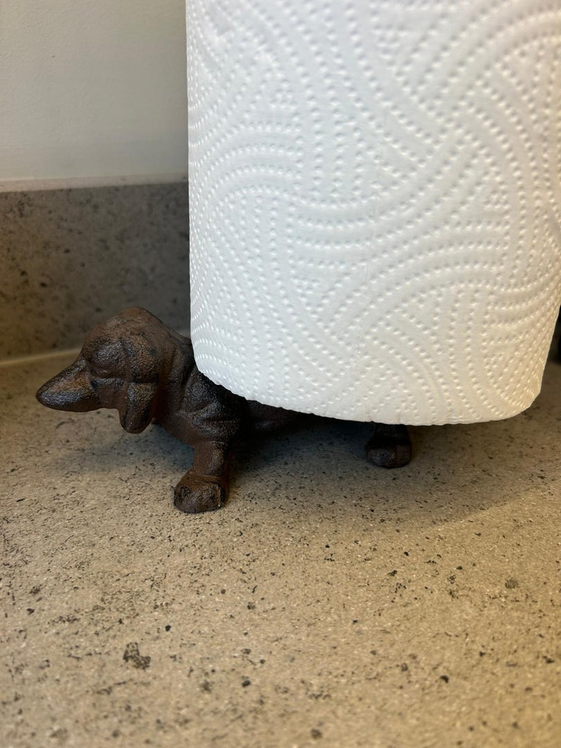 Cast Iron Dachshund Kitchen Roll Holder Paper Towel Stand Sausage Dog Door Stop6