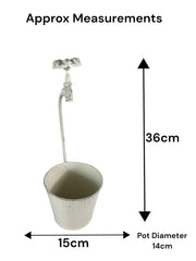 Set Of 3 Vintage Metal Plant Pots With Tap Handles Shabby Chic Garden Decor1