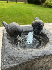 Grey Two Birds Water Feature With Light Garden Giftwear Outdoor Decor Decoration6