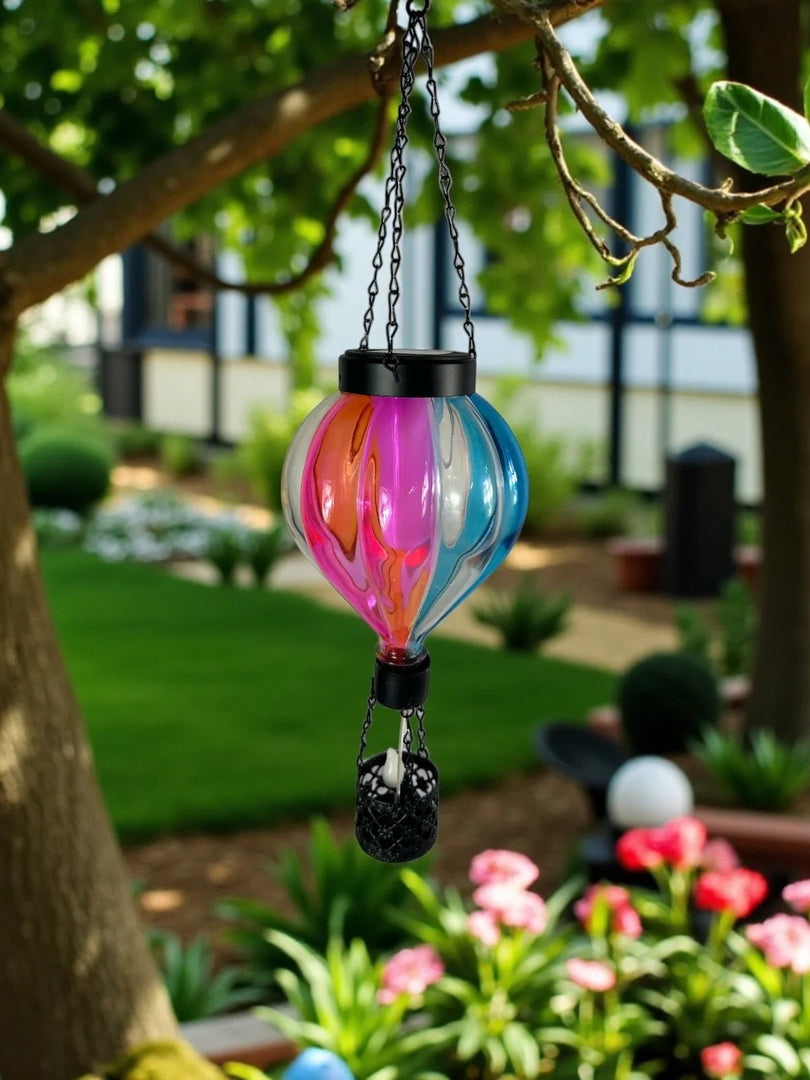 Glass Hot Air Balloon Solar Hanging Decorative Light Garden Ornament Gift Colour2
