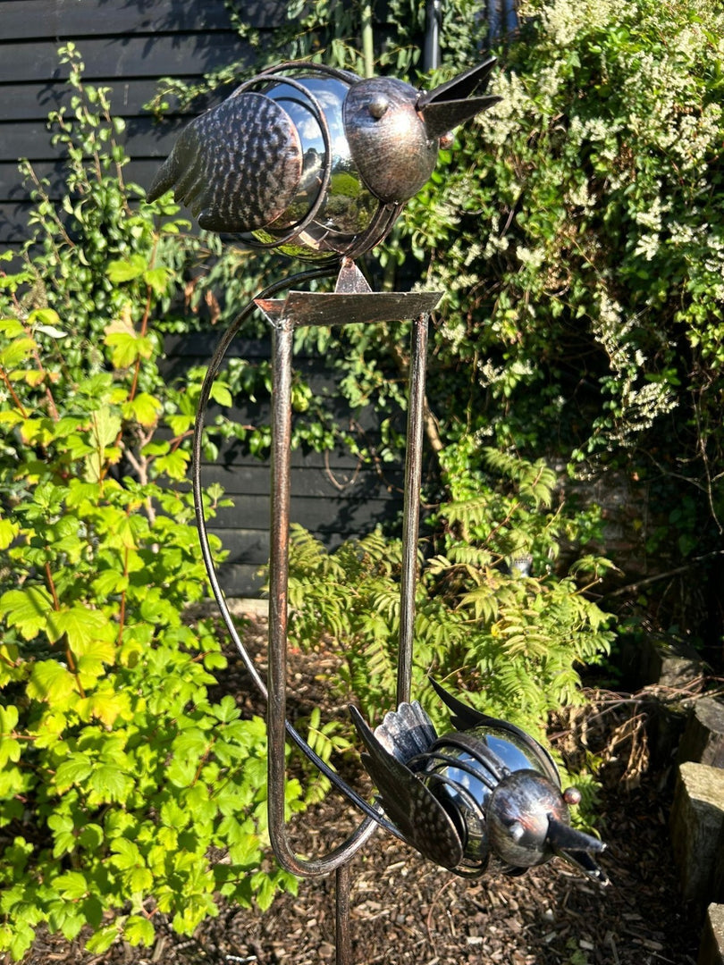Twin Bird Rocking Balancing Garden Ornament Decoration Rocker Flying Stake3