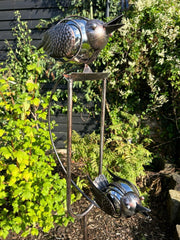 Twin Bird Rocking Balancing Garden Ornament Decoration Rocker Flying Stake3