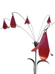 Pink Metal Bell Flower Stake Verdigris Stem Garden Ornament Decor Gift Floral10