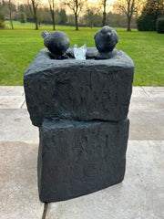 Black Two Birds Water Feature With Light Garden Gift Outdoor Decor Decoration4