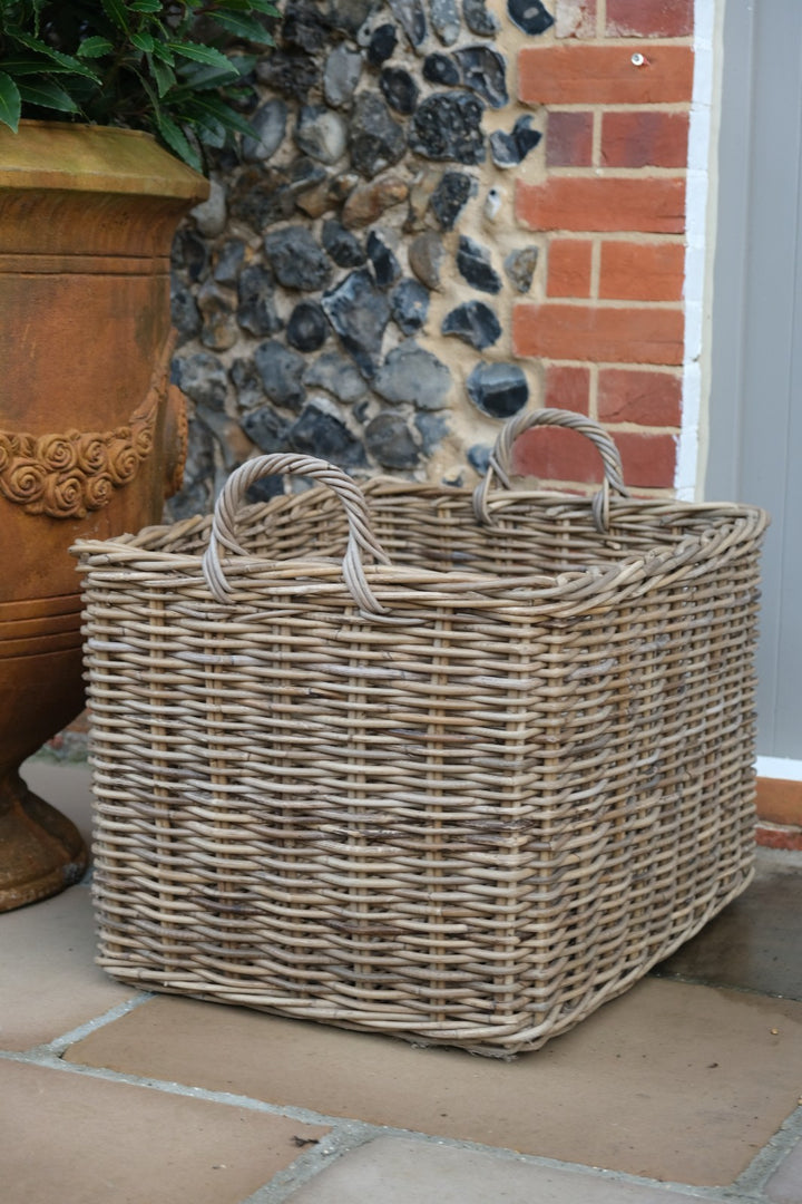 NEW Rectangular Kubu Wicker Rattan Log Storage Handmade Basket Large Heavy Duty2