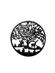 Black Woodland Tree Of Life Metal Garden Outdoor Wall Art Plaque 40cm Diameter5