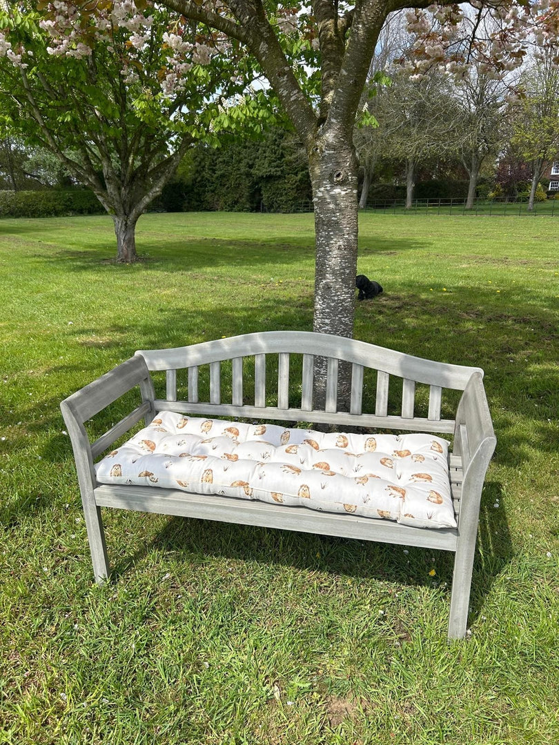 Happy Hedgehog Bench Seat Pad Grey Cushion Outdoor Garden Decor 110cm x 50cm11