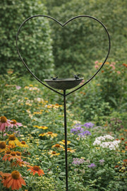 Antique Grey Heart Bird Bath Stake Feeder Garden Giftware Decor Decoration Gift2