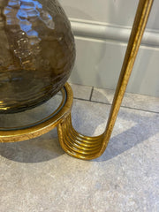 Elegant Gold Metal Accent Side Table With Glass Inserts Slim Home Decor Vintage10