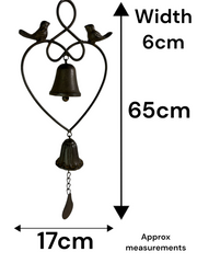 Brown Heart Hanging Windchime Garden Gift Outdoor Bell Bird Decoration Decor1