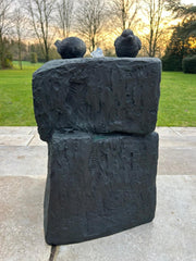 Black Two Birds Water Feature With Light Garden Gift Outdoor Decor Decoration2