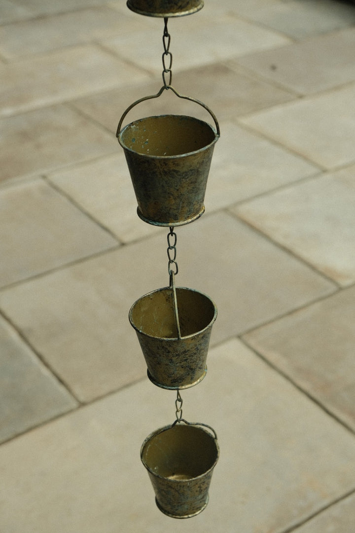 Bucket Rain Chain Hanging Garden Outdoor Nature Ornament Water Decoration2
