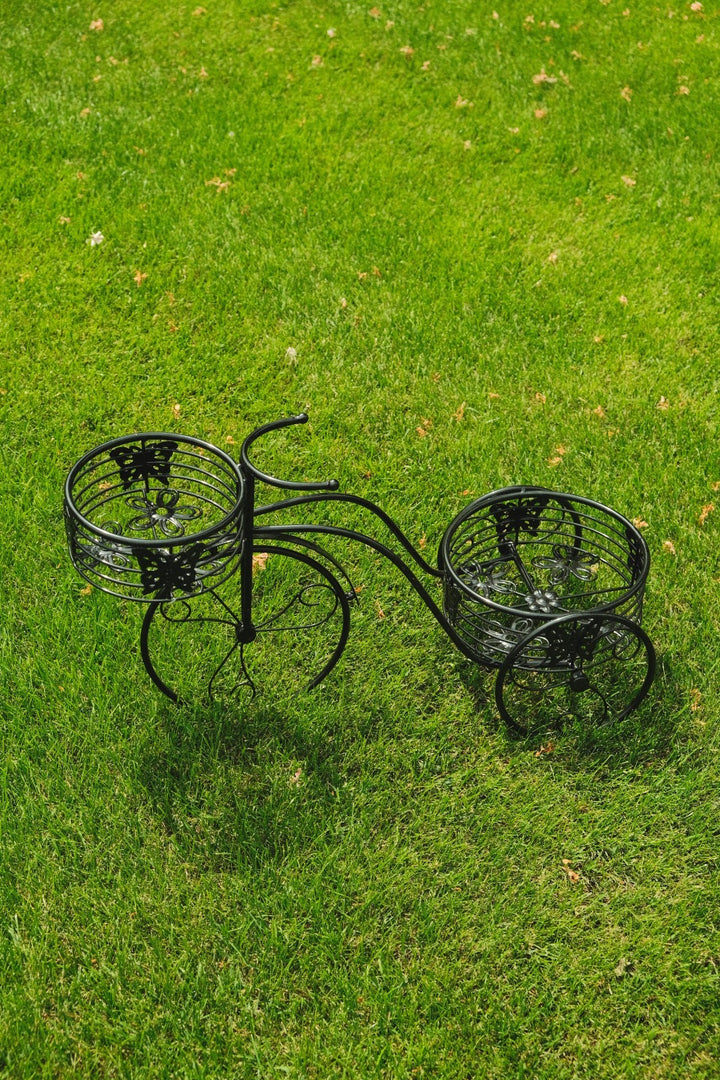 2 Tier Trike Pot Holder Metal Garden Flowers Plant Display Planter in Black9