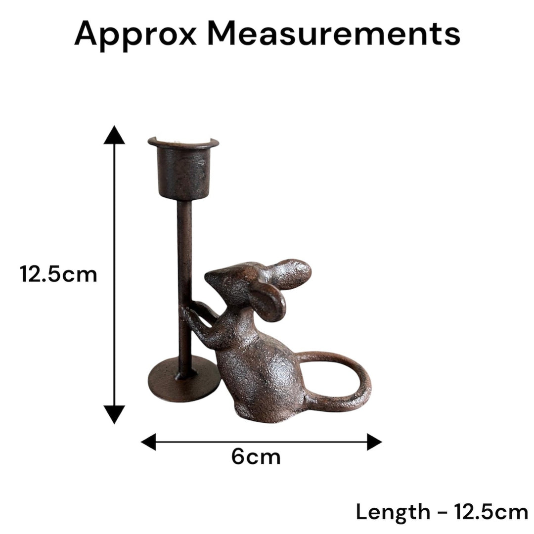 Pair of Cast Iron Mouse Candlestick Holders Mice Candle Sticks Rustic Decor Gift1