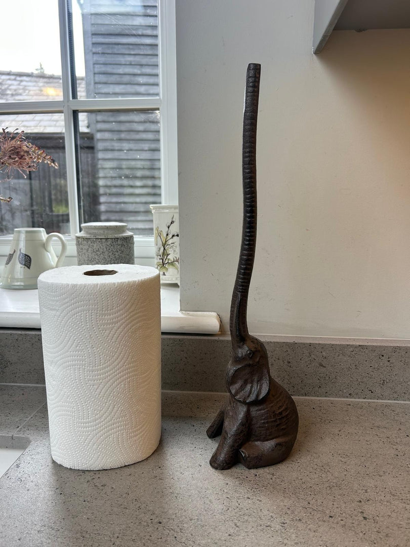 Cast Iron Elephant Kitchen Roll Holder Paper Towel Stand Animal Door Stop Gift0