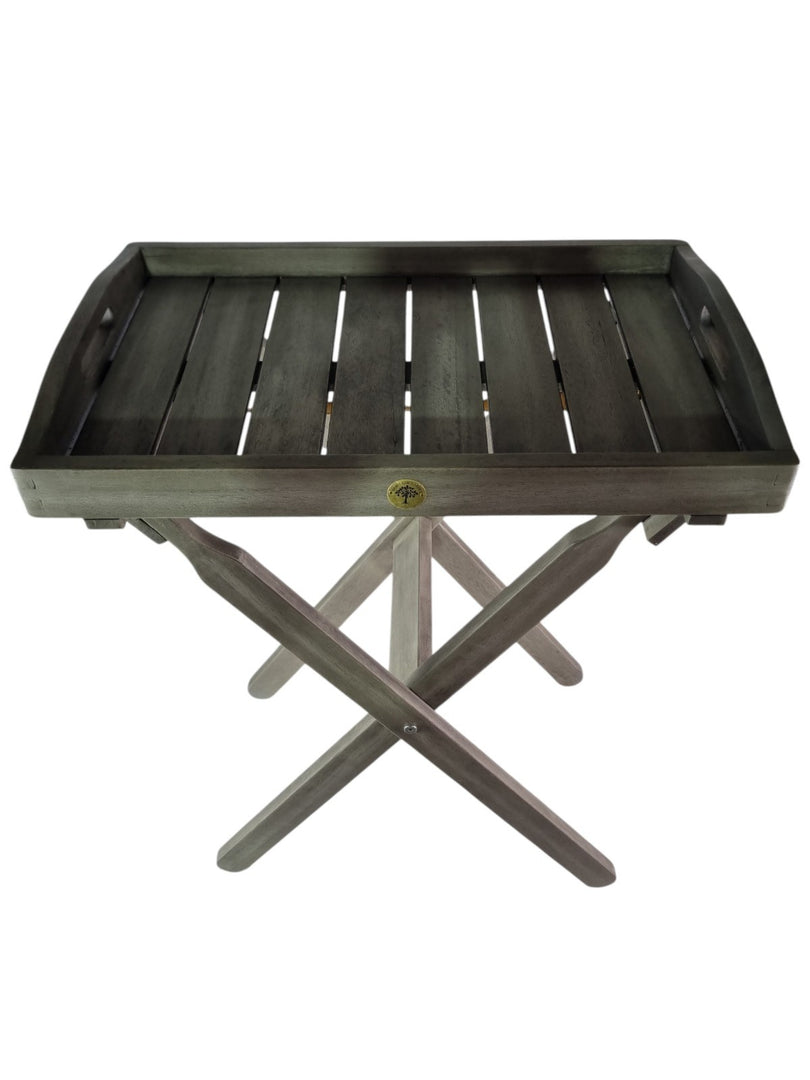 Classic Grey Wooden Garden Butler's Tea Tray Table Eucalyptus Indoor Outdoor4
