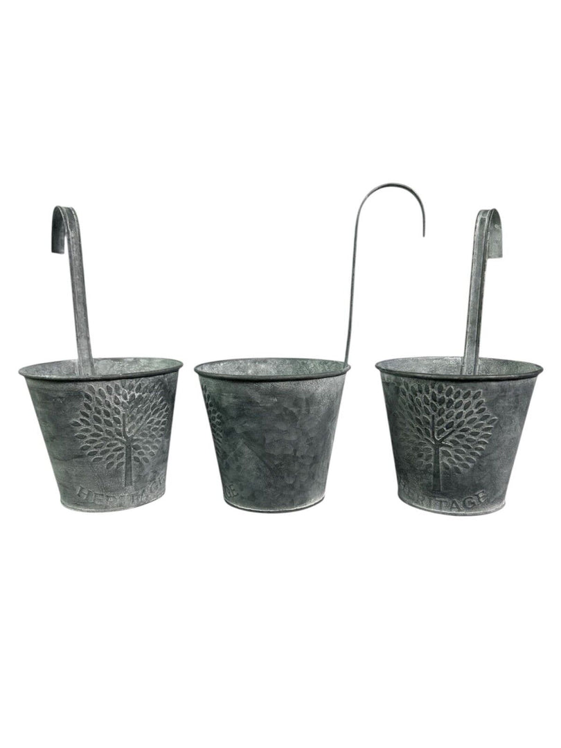 zinc hanging planter Set of 3 Zinc Hanging Balcony Railing Planters – Garden Flowers & Herbs – Garden Stall