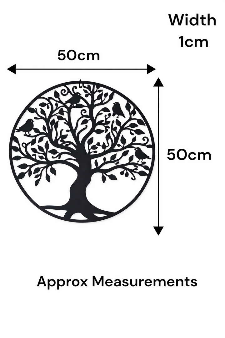 Large 50cm Wall Art Black Tree of Life Birds Garden Decoration1