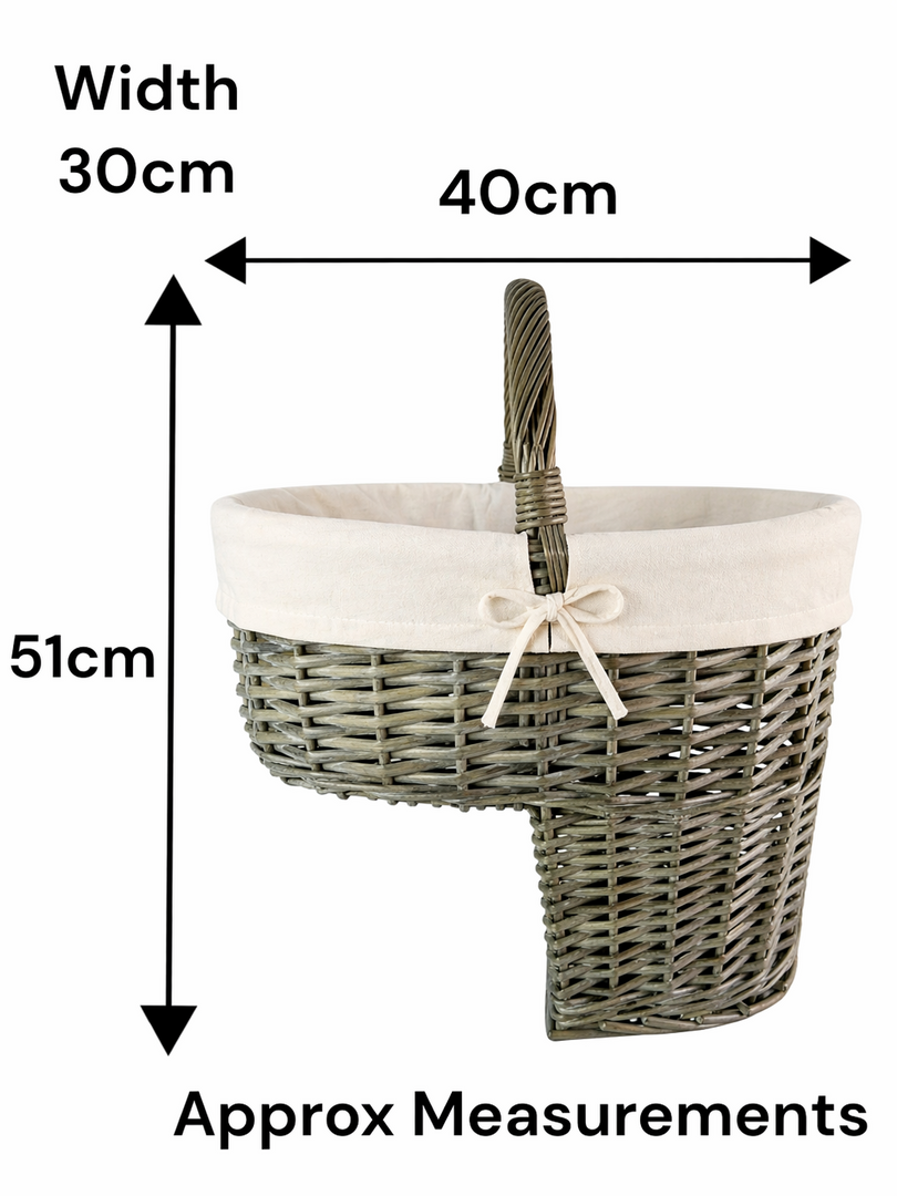 Natural Collection Wicker Stair Basket with Plain Liner Home Stairs Storage Tidy1