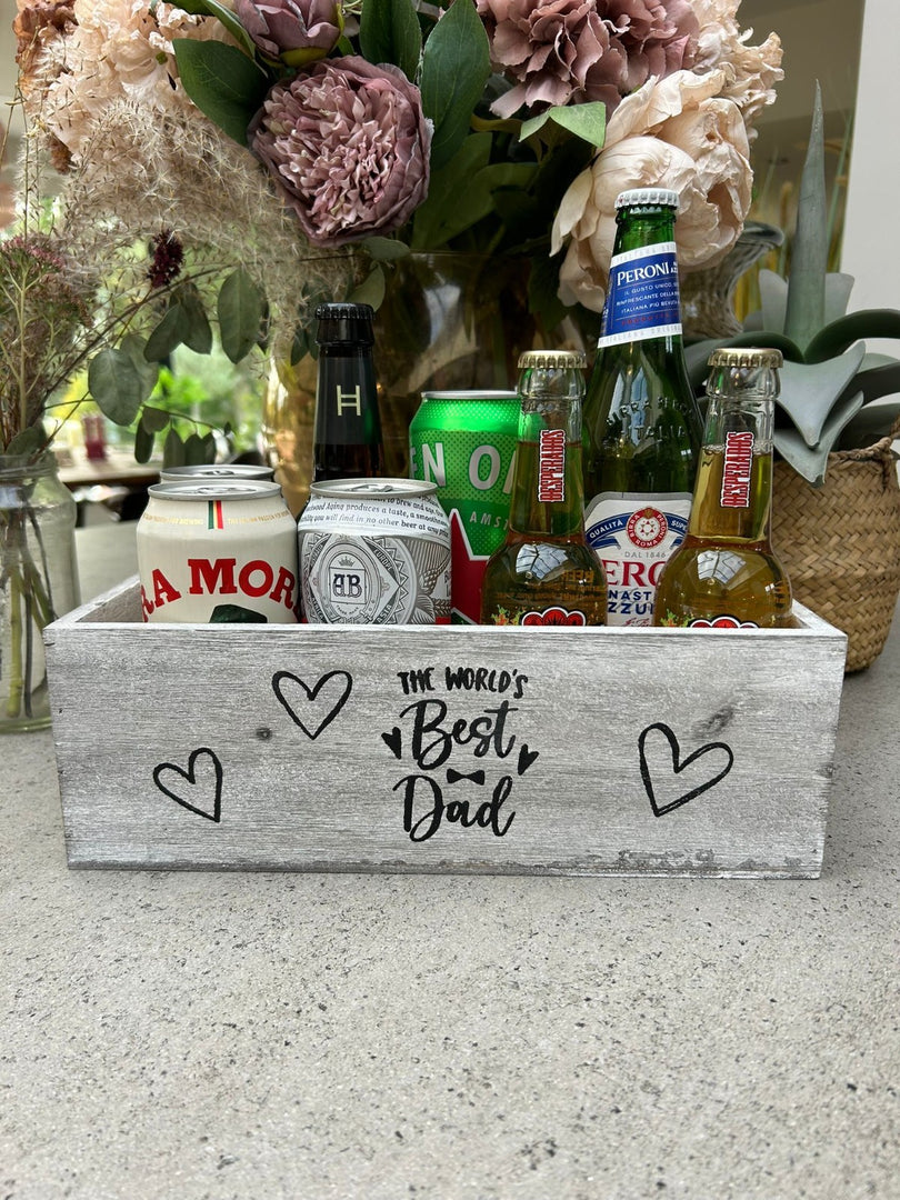 Worlds Best Dad Grey Gift Box Storage Wood Crate 2 Sizes Hamper Father Xmas5