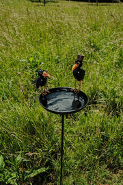 Crow Dad With Baby Birdbath Bird Bath Feeder Garden Water Bowl Gift Decor Stake8