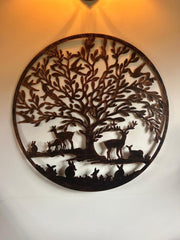 Bronze Woodland Tree Of Life Metal Garden Outdoor Wall Art Plaque 40cm Diameter0