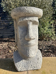 Moai Easter Island Head Statue Resin Garden Ornament Tiki Style Sculpture Plinth0
