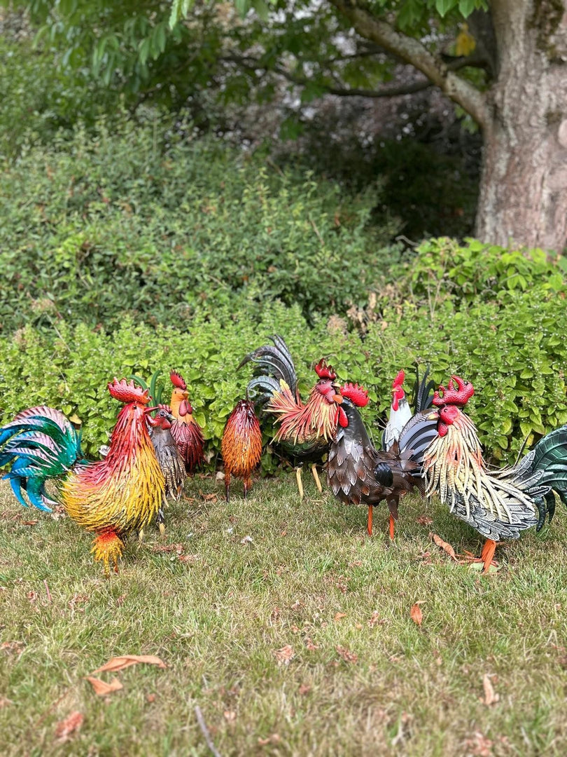 Decorative Dark Brown Metal Cockerel Rooster Garden Outdoor Lawn Ornament Decor13