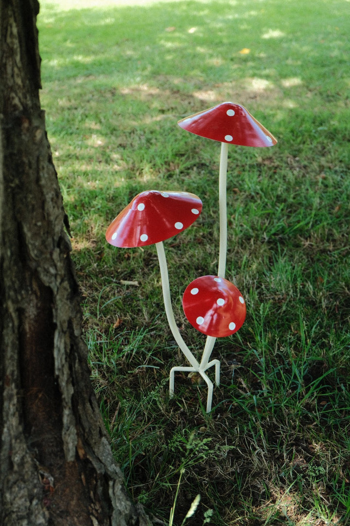 Red & White Spotted Toadstool Mushroom Metal Garden Whimsical Fairy Ornament10