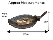 Cast Iron Leaf Bird Feeder Dish Seed Bowl Garden Gift Ornament Decoration Feed1