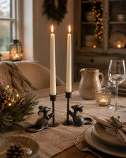 Pair of Cast Iron Mouse Candlestick Holders Mice Candle Sticks Rustic Decor Gift0