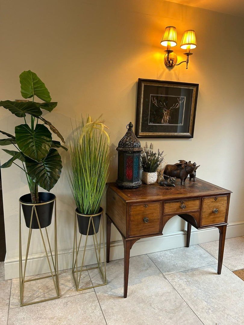 Black Plant Pot Stand Gold Frame Home Garden Decor Gift Set Of 2 Sizes Flower11