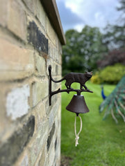 Cast Iron Cat Doorbell Wall Mounted Rustic Garden Home Decorative Hanging Bell2