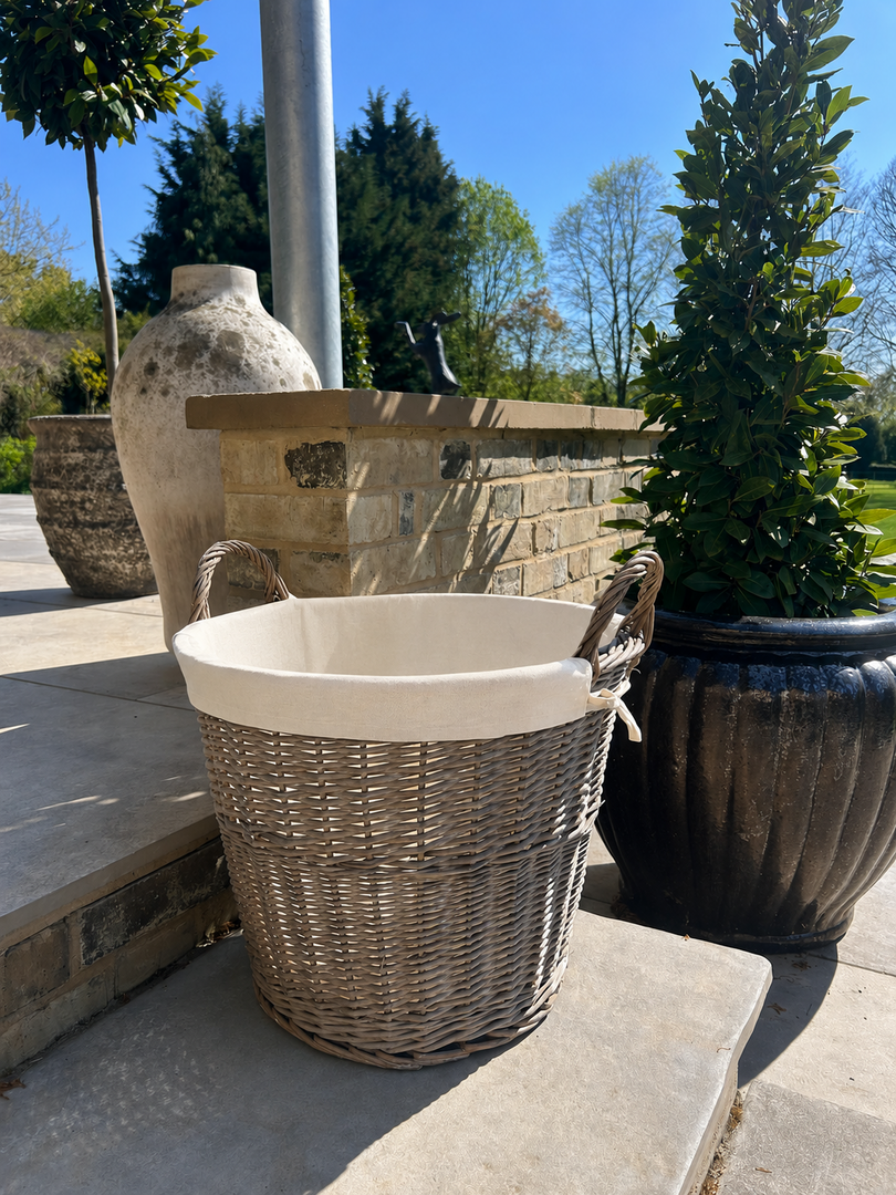 Natural Collection Large Wicker Plain Lined Log Home Tidy Laundry Storage Basket0