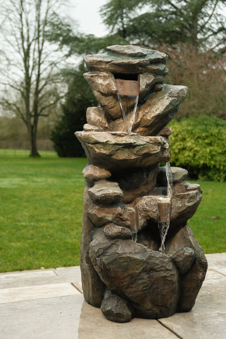 Rock Pool Water Feature Slate Effect Garden Light Up LED Outdoor Decor Gift6