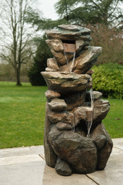 Rock Pool Water Feature Slate Effect Garden Light Up LED Outdoor Decor Gift6