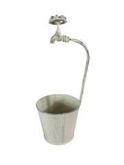 Set Of 3 Vintage Metal Plant Pots With Tap Handles Shabby Chic Garden Decor9