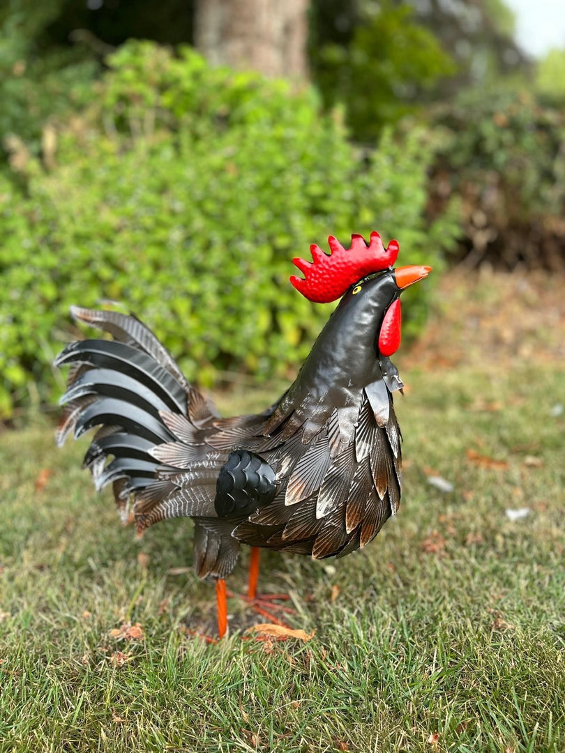 Decorative Dark Brown Metal Cockerel Rooster Garden Outdoor Lawn Ornament Decor0