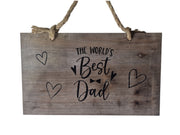 The Worlds Best Dad Logo Wooden Garden Sign Hanging Plaque Notice Gift Love Fat8