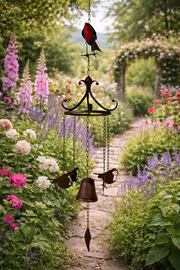 Rustic Metal Robin Hanging Windchime Garden Gift Decor Decoration Hanging Hook5