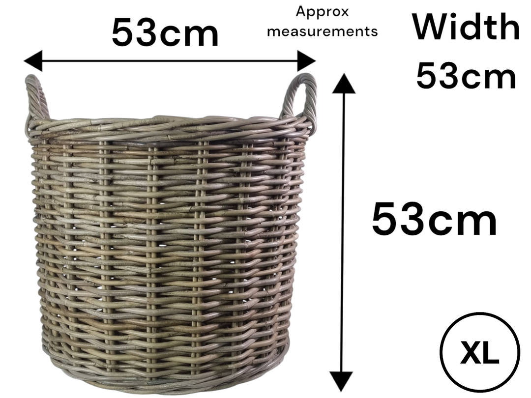 NEW Round Kubu Wicker Rattan Log Storage Handmade Traditional Fireside Basket1