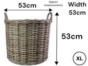 NEW Round Kubu Wicker Rattan Log Storage Handmade Traditional Fireside Basket1
